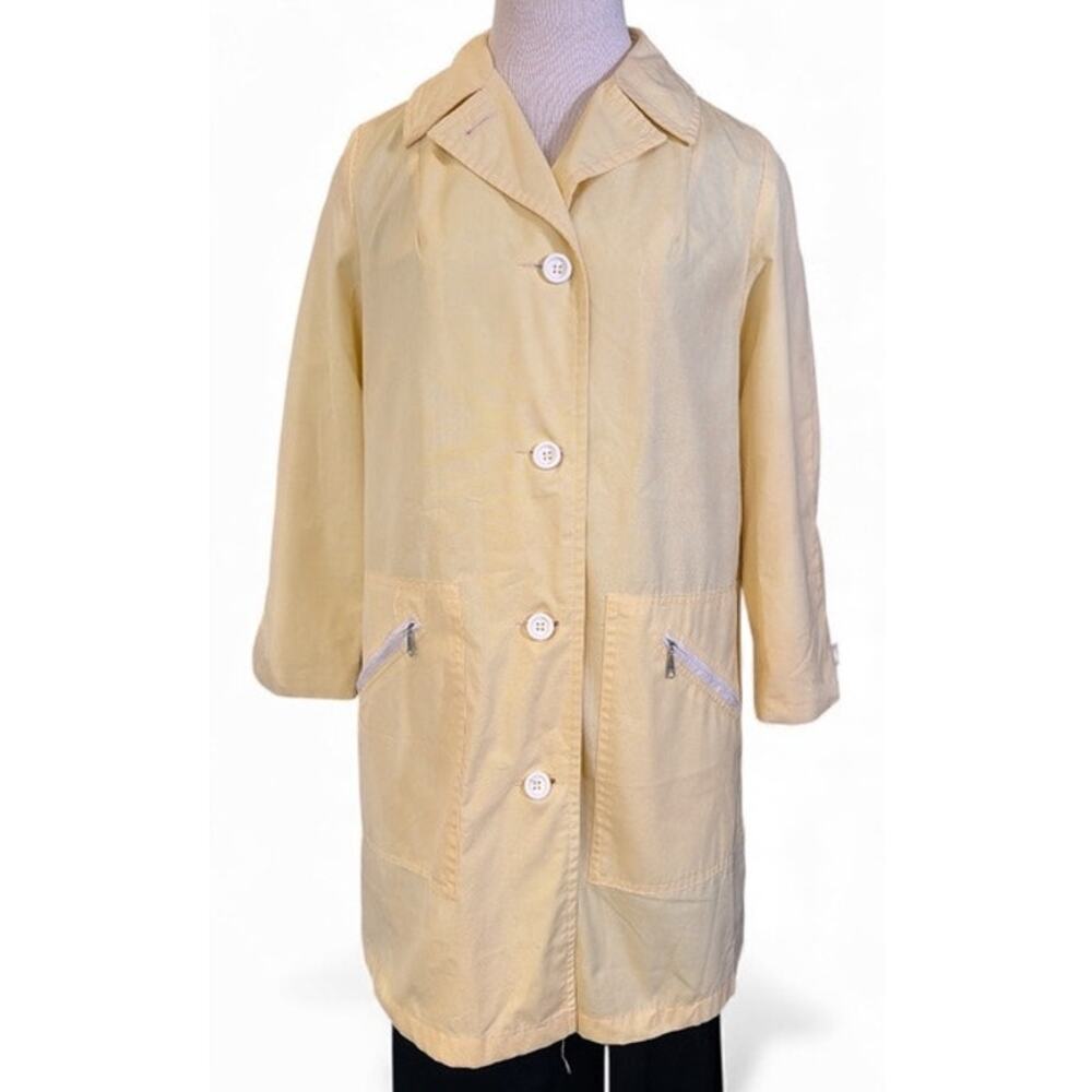 Vintage 60s 70s Button Front Jacket Sz M Butter Yellow White Retro Costume Indie